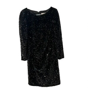 Nanette Lepore Sequin Long Sleeve Dress Black Womens Size 12 NWT